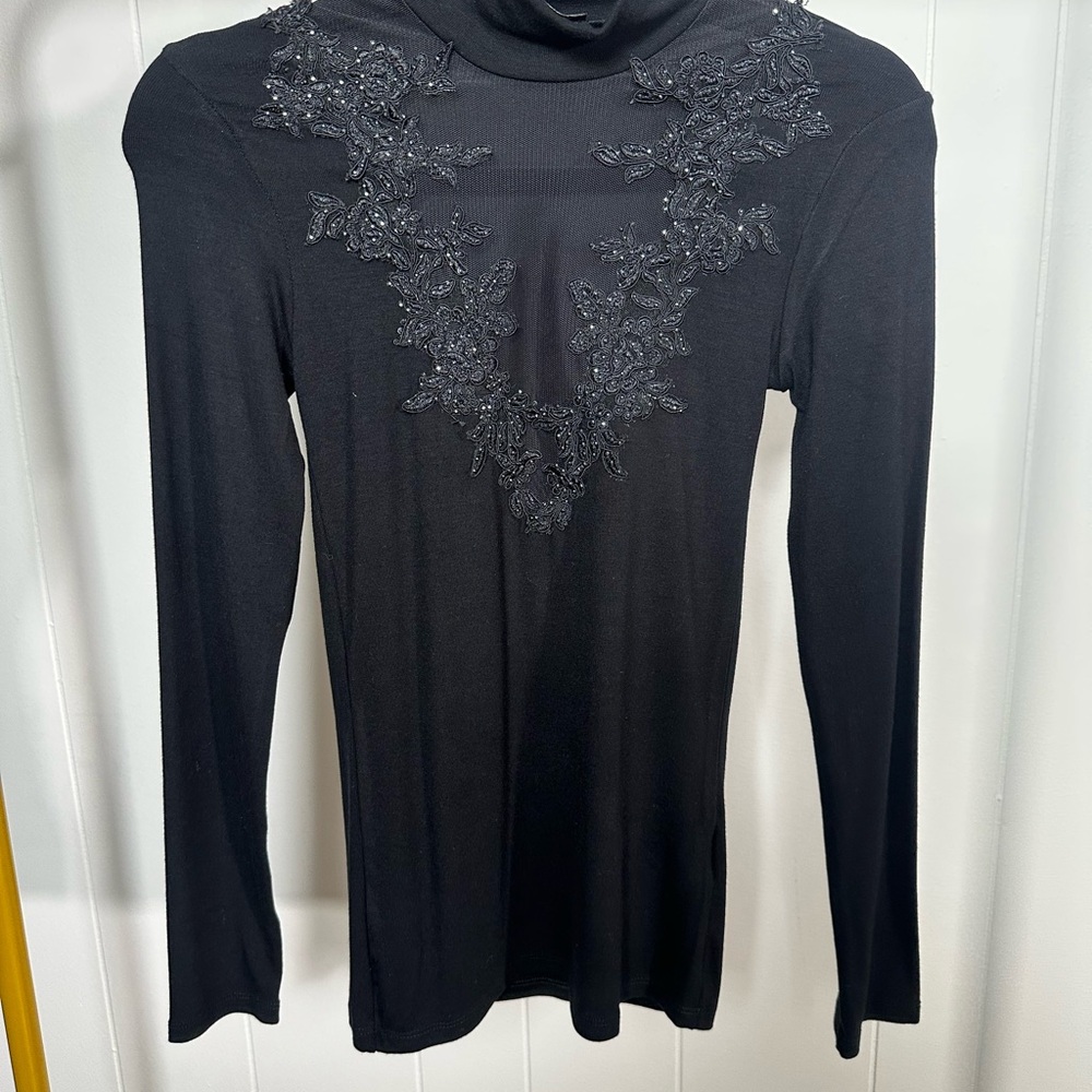 Elegant Black Embroidered Women's Top